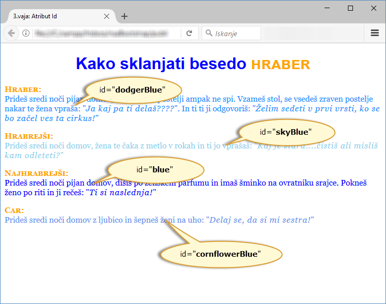 Slika vaje 03: Atribut Id