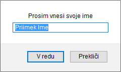 Vnosno pogovorno okno, ki ga prikaže brskalnik